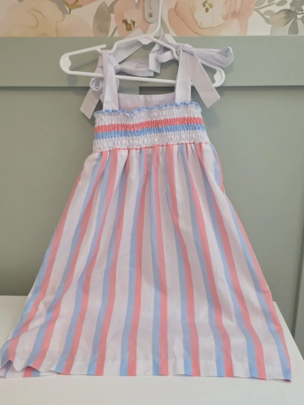 The Beaufort Bonnet Company 4t Striped Tie-Shoulder Sundress Pastel Pink & Blue